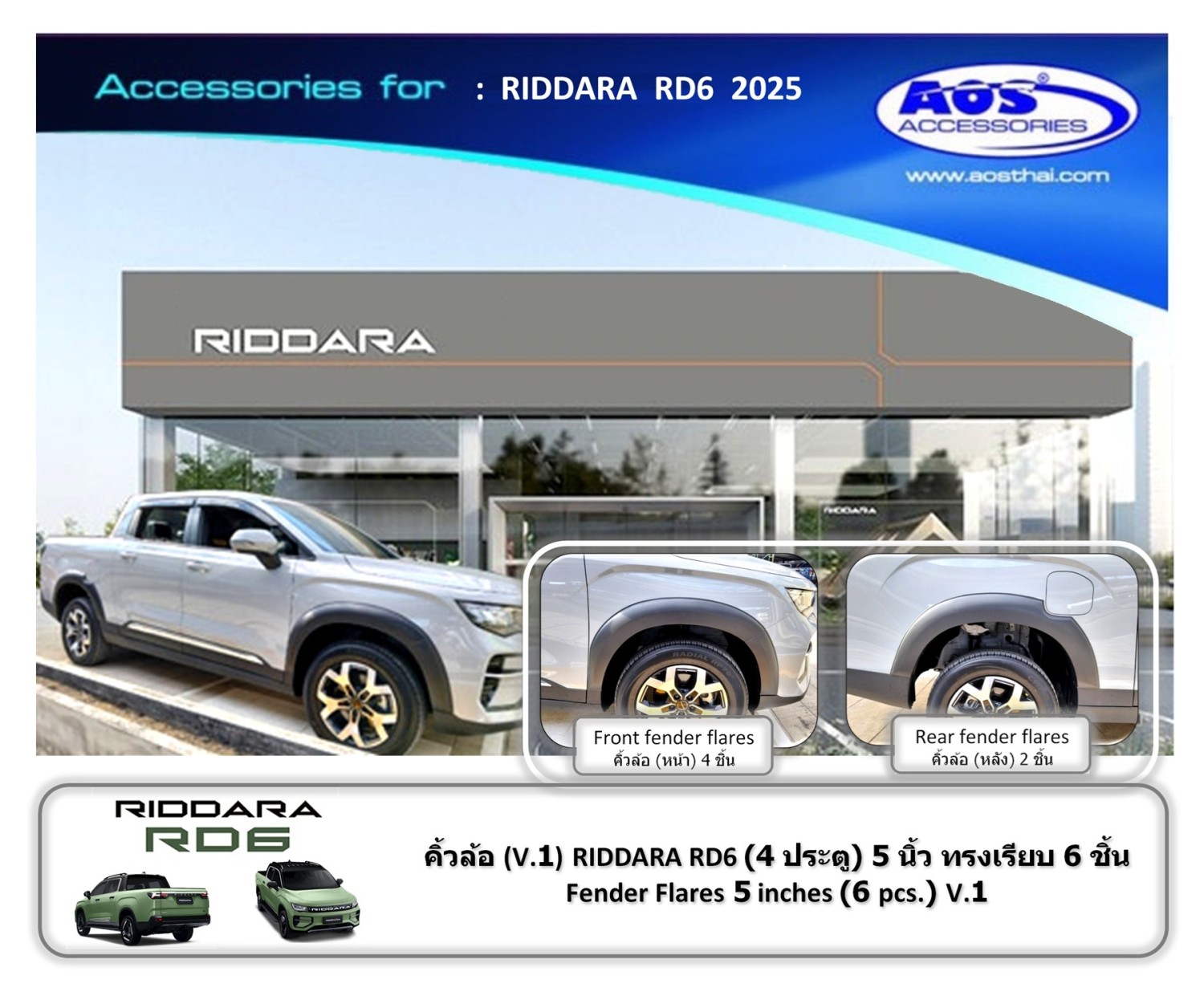 คิ้วล้อ (V.1) 5 นิ้ว ทรงเรียบ 6 ชิ้น